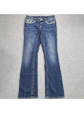 Vigoss Dallas Heritage Jeans Womens Size 3/4 L33 Blue Denim Bootcut Embellished